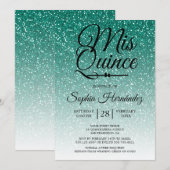 Quinceañera Groene Glitter 15e Verjaardag Kaart (Voorkant / Achterkant)