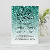 Quinceañera Groene Glitter 15e Verjaardag Kaart (Staand voorkant)