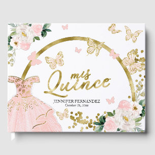 Quinceanera Guest Book Blush Butterfly Dress Gastenboek