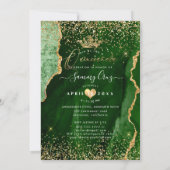 Quinceanera H2 Emerald Green Agate Faux Gold Dust Kaart (Achterkant)