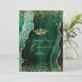 Quinceanera H2 Jade Green Agate Faux Gold Dust Kaart (Staand voorkant)