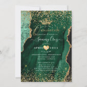 Quinceanera H2 Jade Green Agate Faux Gold Dust Kaart (Achterkant)