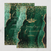 Quinceanera H2 Jade Green Agate Faux Gold Dust Kaart (Voorkant / Achterkant)