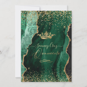 Quinceanera H2 Jade Green Agate Faux Gold Dust Kaart
