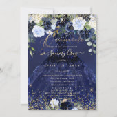 Quinceanera H2 marineblauwe jurk gouden glitter Kaart (Achterkant)