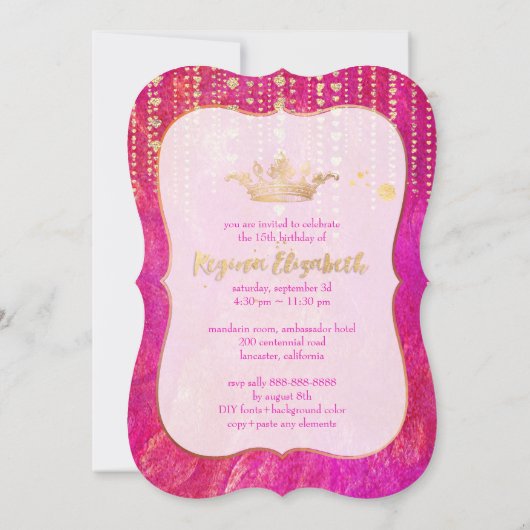 Quinceanera/Hart Snoeren/Prinses/Kroon Kaart (Achterkant)