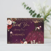 Quinceanera Hartelijk dank voor de Bourgogne Glitt Bedankkaart