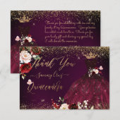 Quinceanera Hartelijk dank voor de Bourgogne Glitt Bedankkaart