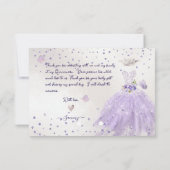 Quinceanera Hartelijk dank voor de Paarse dusty Gl Kaart (Achterkant)