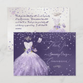 Quinceanera Hartelijk dank voor de Paarse dusty Gl Kaart (Voorkant / Achterkant)