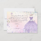 Quinceanera Hartelijk dank voor de Paarse dusty Gl Kaart (Achterkant)