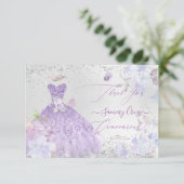 Quinceanera Hartelijk dank voor de Paarse dusty Gl Kaart (Staand voorkant)