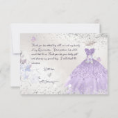 Quinceanera Hartelijk dank voor de Paarse dusty Gl Kaart (Achterkant)