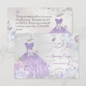 Quinceanera Hartelijk dank voor de Paarse dusty Gl Kaart (Voorkant / Achterkant)