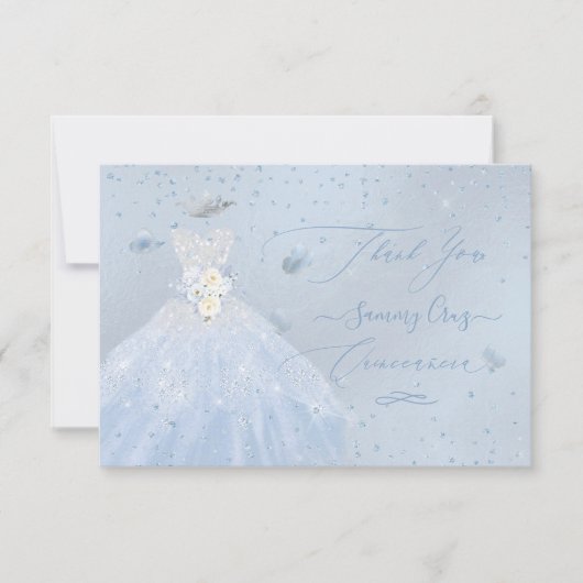 Quinceanera Hartelijk dank voor Glitter Silver Bab Kaart (Voorkant)