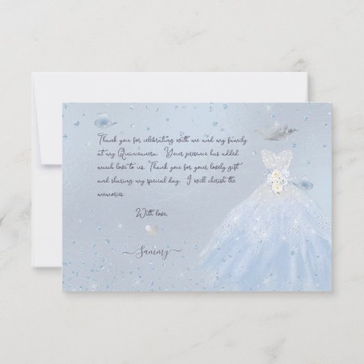 Quinceanera Hartelijk dank voor Glitter Silver Bab Kaart (Achterkant)