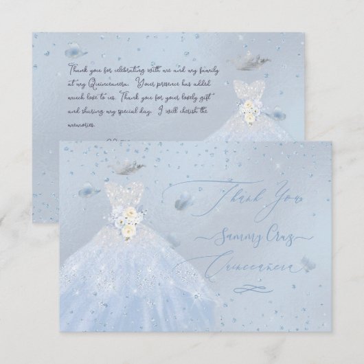 Quinceanera Hartelijk dank voor Glitter Silver Bab Kaart (Voorkant / Achterkant)