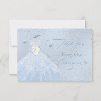 Quinceanera Hartelijk dank voor Glitter Silver Bab Kaart