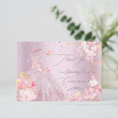 Quinceanera Hartelijk dank voor het Roos Glitter G Kaart (Staand voorkant)