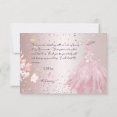 Quinceanera Hartelijk dank voor het Roos Glitter G Kaart (Achterkant)