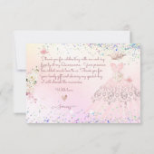 Quinceanera Hartelijk dank voor uw blush roze glit Kaart (Achterkant)