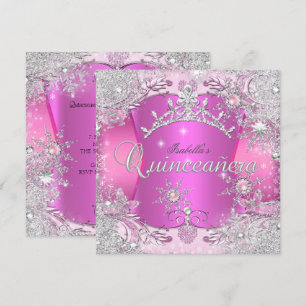 Quinceanera Heet Roze Winter Wonderland Sneeuwvlok Kaart