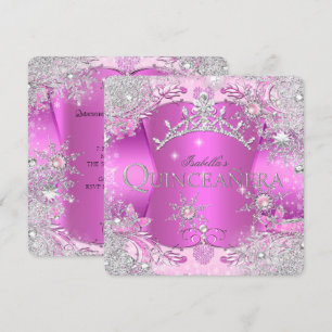 Quinceanera Heet Roze Winter Wonderland Tiara Kaart