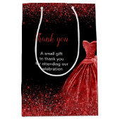 Quinceanera Helder Rood Jurk Faux Glitter Medium Cadeauzakje (Voorkant)