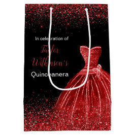 Quinceanera Helder Rood Jurk Faux Glitter Medium Cadeauzakje