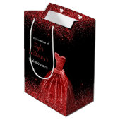 Quinceanera Helder Rood Jurk Faux Glitter Medium Cadeauzakje (Achterkant Gekanteld)