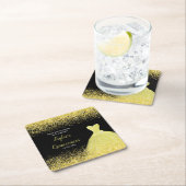 Quinceanera Heldergele Faux Glitter Kartonnen Onderzetters (Insitu)