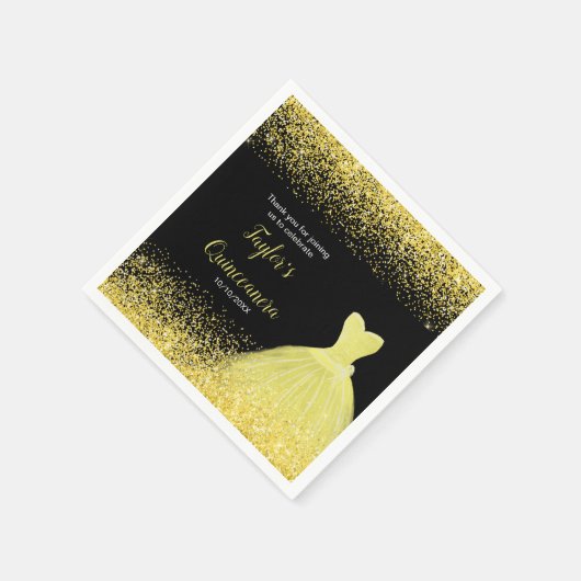 Quinceanera Heldergele Faux Glitter Servet (Hoek)