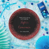 Quinceanera Helderrode Faux Glitter Papieren Bordje (Feest)