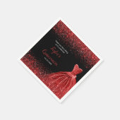 Quinceanera Helderrode Faux Glitter Servet (Hoek)