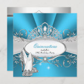 QUINCEANERA High Heels Blue Diamond Tiara Kaart (Voorkant / Achterkant)