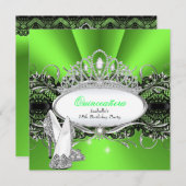 QUINCEANERA High Heels Lime Green Diamond Tiara Kaart (Voorkant / Achterkant)