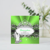 QUINCEANERA High Heels Lime Green Diamond Tiara Kaart (Staand voorkant)