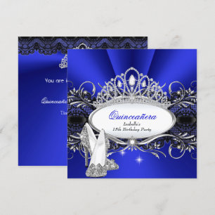 QUINCEANERA High Heels Royal Blue Diamond Tiara Kaart