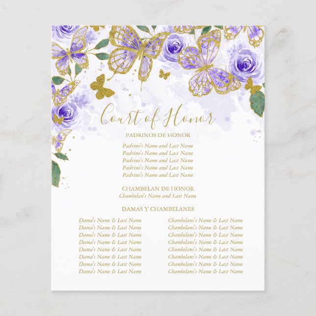 Quinceañera Hof van Eer Insert (Voorkant)