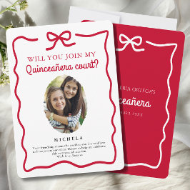 Quinceañera hofvoorstel rode strik kaart