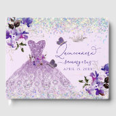 Quinceanera holografische glitter Paarse zoete erw Gastenboek (Voorkant)