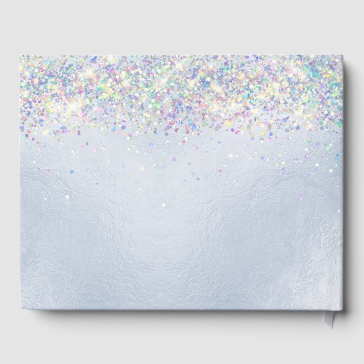 Quinceanera Holographic Confetti Dusty Blue Dress Gastenboek (Achterkant)