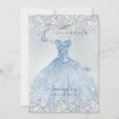 Quinceanera Holographic Confetti Dusty Blue Dress Kaart (Voorkant)