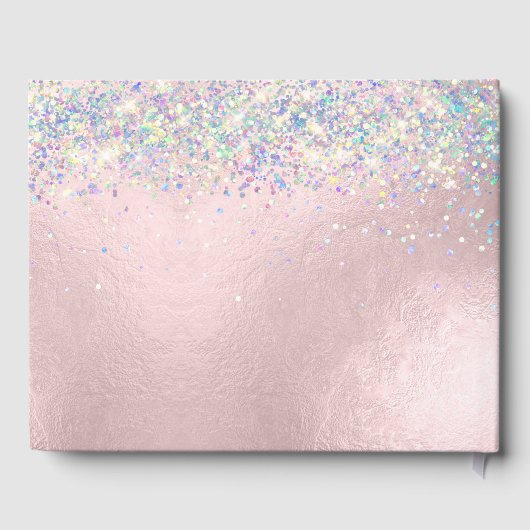 Quinceanera Holographic Confetti White Silver Gastenboek (Achterkant)