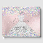 Quinceanera Holographic Confetti White Silver Gastenboek (Voorkant)
