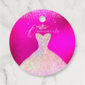 Quinceanera Hot Pink & Blush Sparkle Dress Princes Bedankjes Labels (Achterkant)