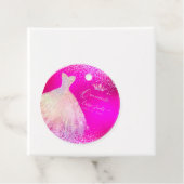 Quinceanera Hot Pink & Blush Sparkle Dress Princes Bedankjes Labels (In situ)