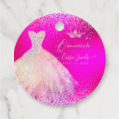 Quinceanera Hot Pink & Blush Sparkle Dress Princes Bedankjes Labels (Voorkant)