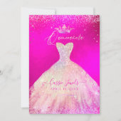 Quinceanera Hot Pink & Blush Sparkle Princess Dres Kaart (Voorkant)