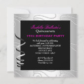 Quinceanera Hot Pink Diamond Black White Kaart (Achterkant)